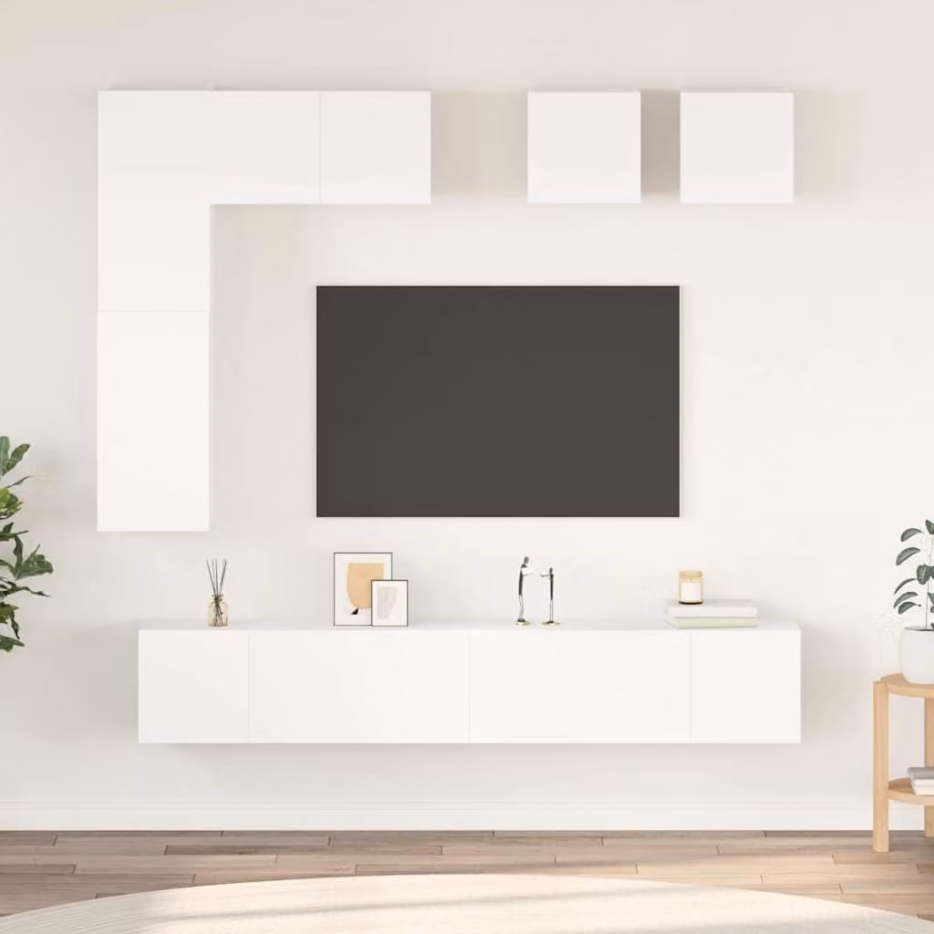 Set Mobili Porta TV vidaXL 8 Pezzi Bianco in Legno e MDF per Soggiorno Moderno