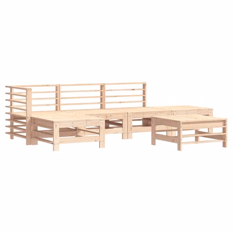 Set Salotto da Giardino 6 pz in Legno Massello di Pino