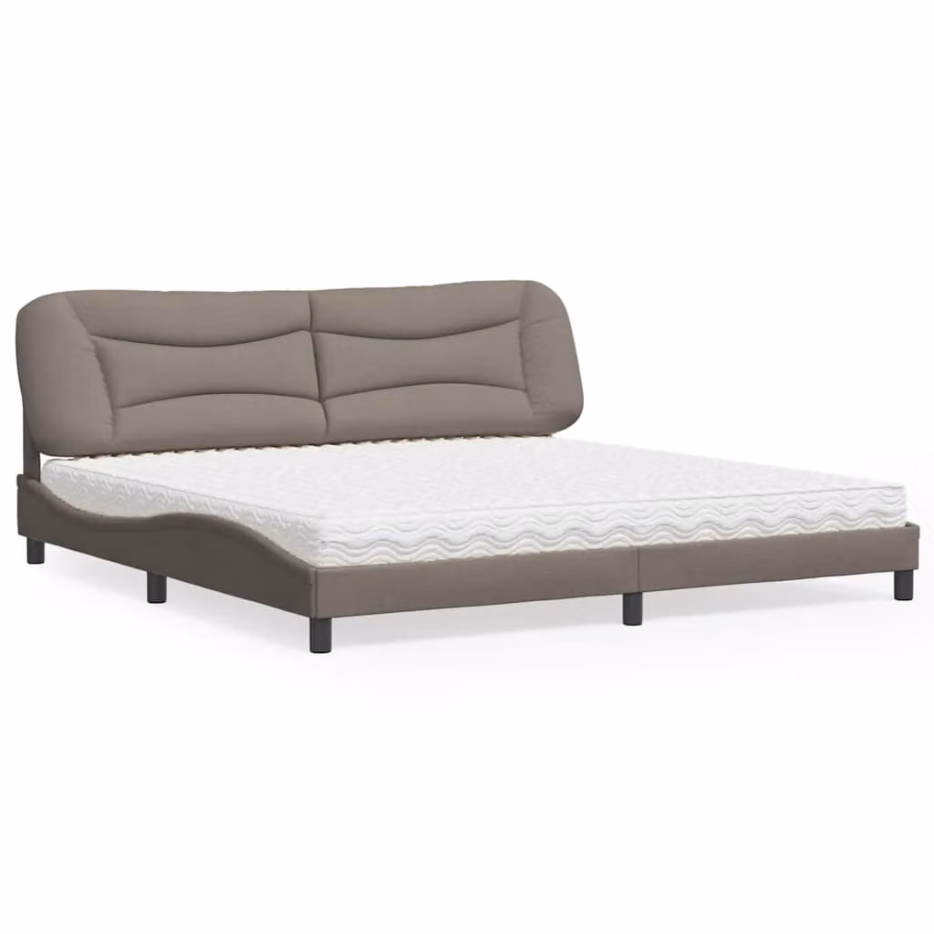 Letto con Materasso Hvar vidaXL in Tessuto Tortora L/P/H: 200 x 200 x 74,5 cm – 1