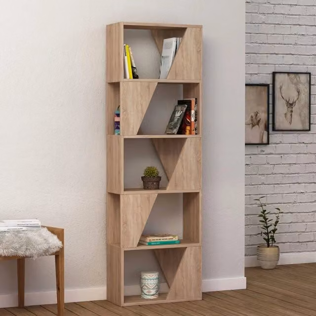 Libreria moderna con 5 ripiani GIORDANOSHOP in MDF colore marrone L: 54 cm, P: 24 cm, H: 168 cm