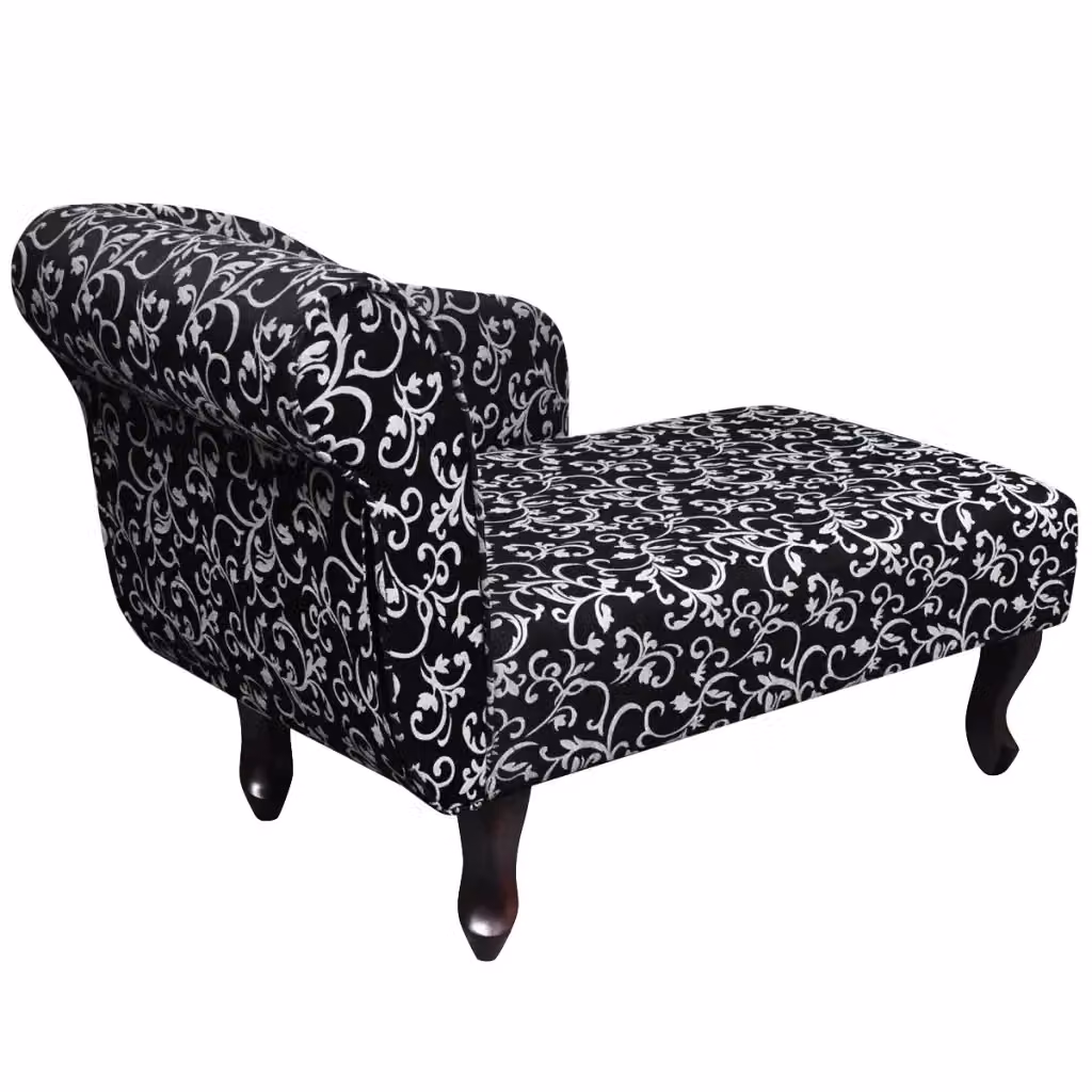 Sedia a sdraio vidaXL in legno trattato con tessuto floreale nero e bianco – 2