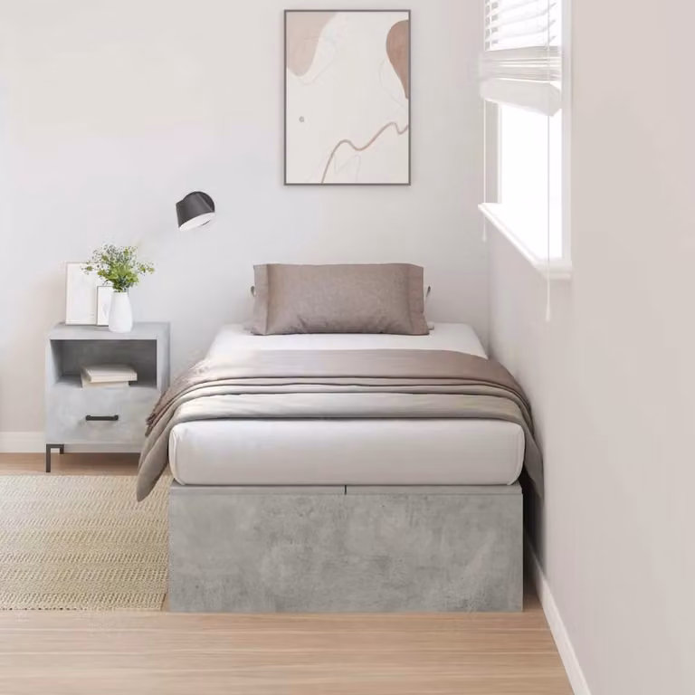 vidaXL Struttura letto con contenitore moderno in ecopelle e legno di pino, Grigio, 90 x 200 cm