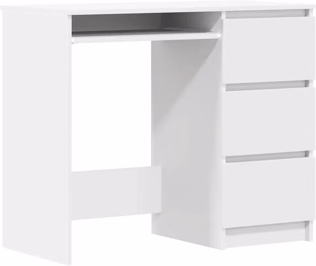 Scrivania bianca con cassettiera in legno per ufficio o camera dei bambini L 90 cm, P 45 cm, H 76 cm