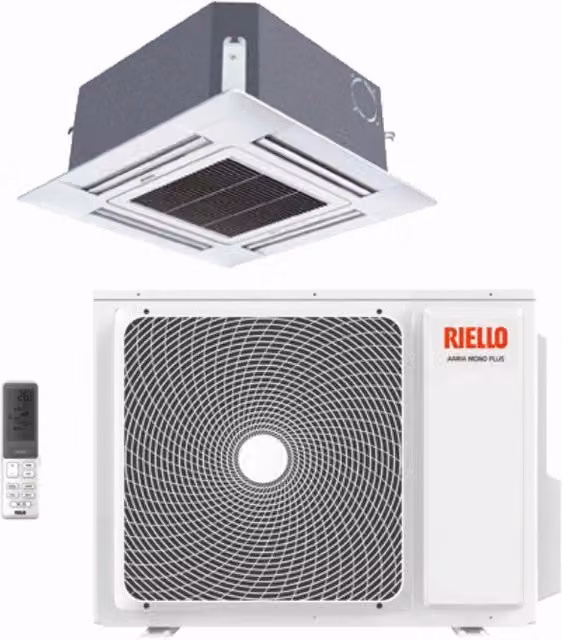 Condizionatore Inverter a Cassetta 4 Vie Riello AMK 12000 BTU Bianco Classe Energetica A++ con Telecomando