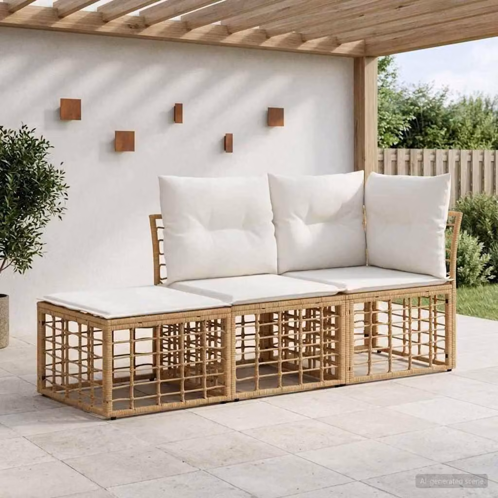 Maison Exclusive - Set da esterno composto da 3 divani, in poliestere naturale