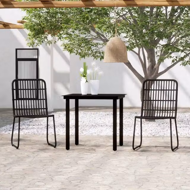 Set da Pranzo da Giardino 3 pz Nero 3099167