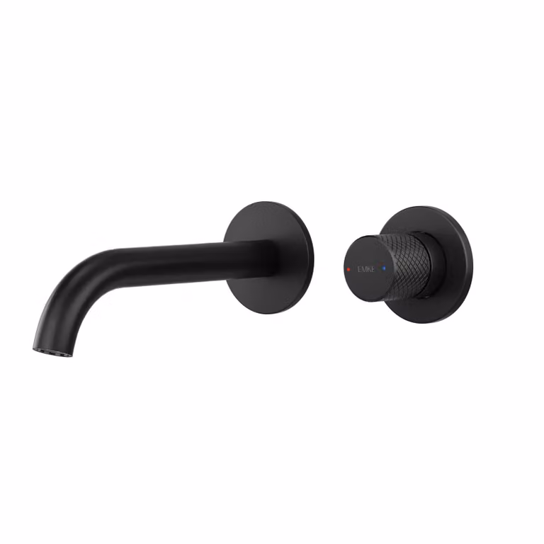 EMKE rubinetto da incasso a parete rubinetto da bagno girevole a 2 fori a 360 gradi ottone lavabo a parete 288x210x70 nero easy-care