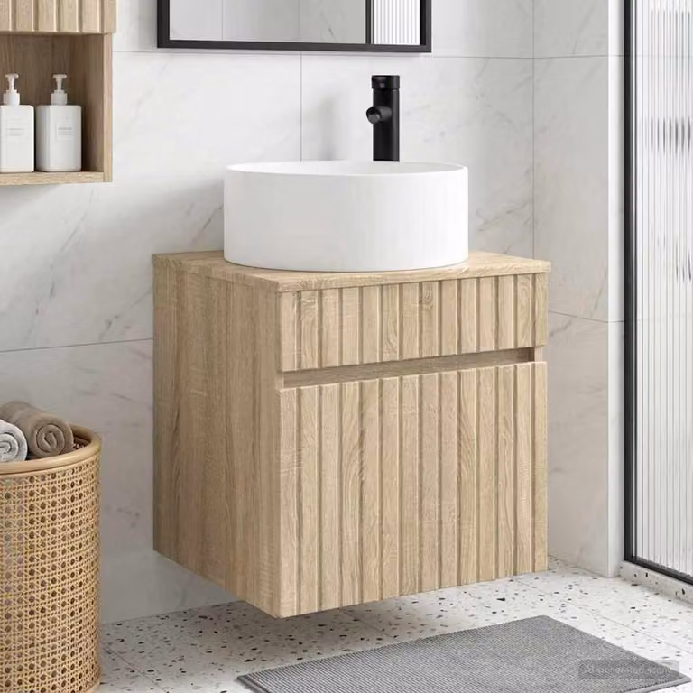 Mobile lavabo da parete vidaXL in Rovere Sonoma, L: 49 cm, P: 44,5 cm, H: 65,5 cm