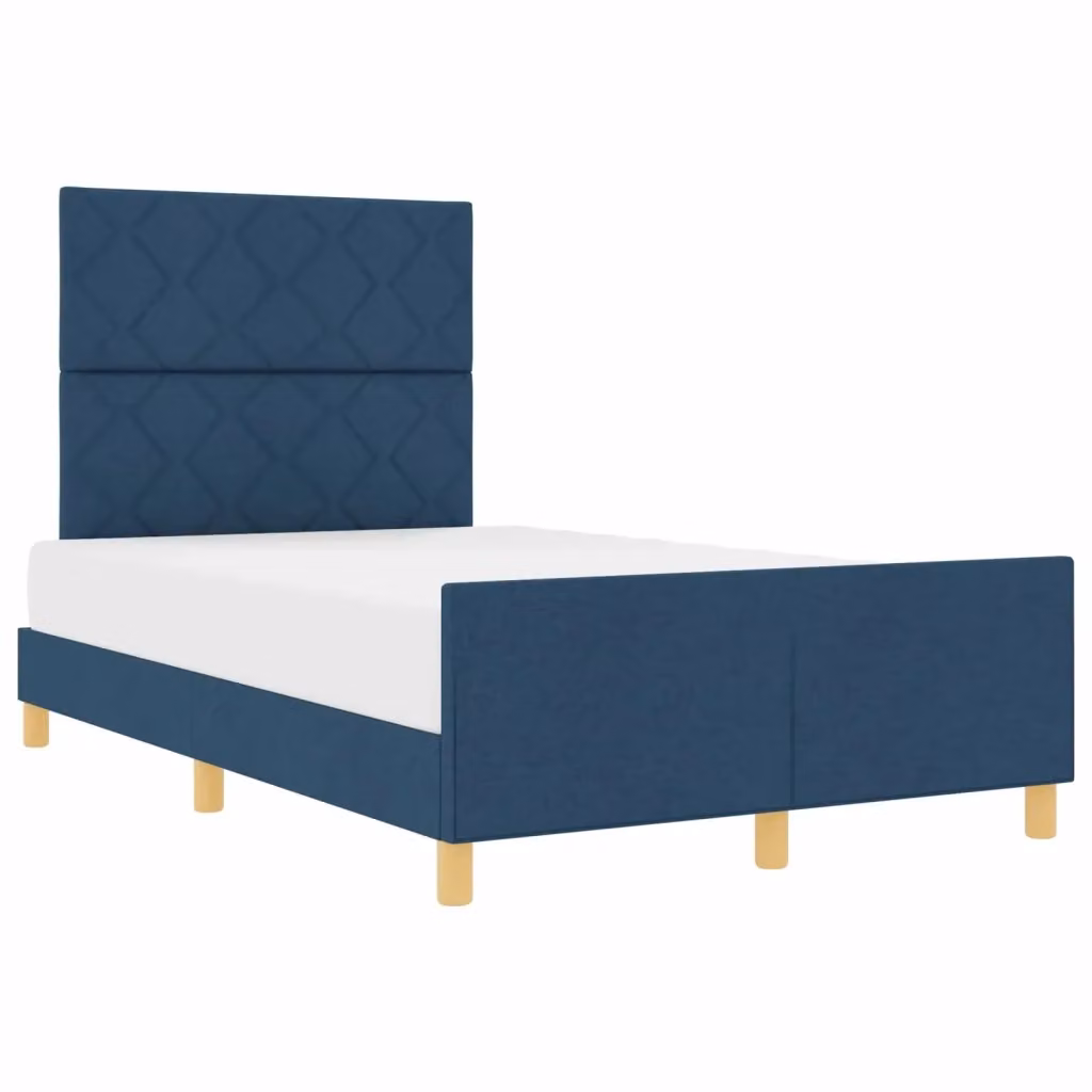 Struttura del letto con testiera vidaXL in tessuto blu e legno con dimensioni L: 120 cm, P: 200 cm, H: 126 cm – 2