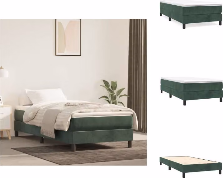 vidaXL Letto a molle verde scuro 90x190 cm in velluto - Letti e strutture letto