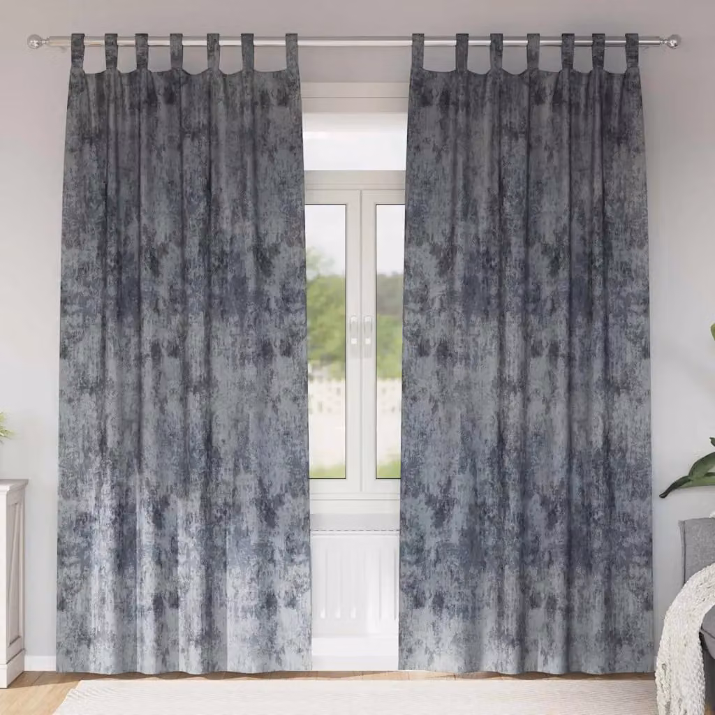 Set di 2 tende in velluto vidaXL Grigio Argento, oscuranti e termoisolanti, H: 260 cm x L: 140 cm