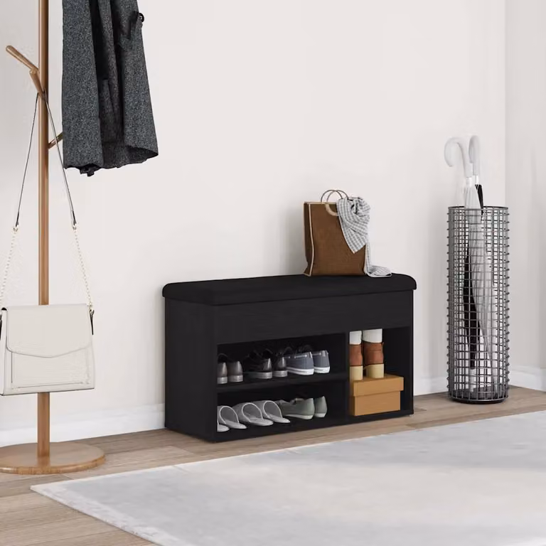 vidaXL Panca porta scarpe moderna in MDF nero L 82 cm x P 32 cm x H 45 cm