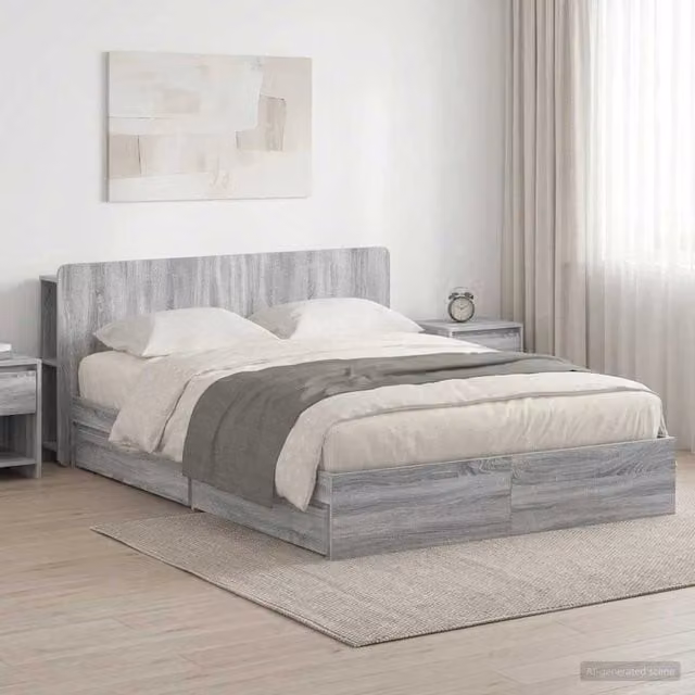 Telaio del letto con storage Sonoma grigio 140 x 200 cm 3433577