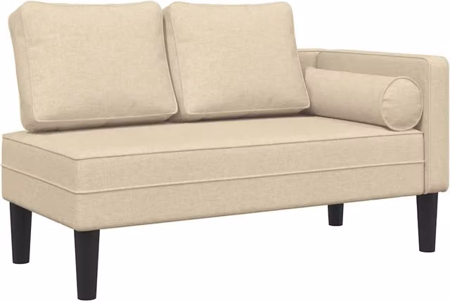 Chaise Longue DESIGN IN con Cuscini Beige in Tessuto e Struttura in Legno Massello CFW9887935