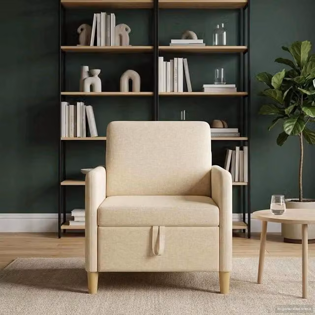 Divano moderno vidaXL con contenitore in tessuto beige e marrone L/P/H: 72 x 78 x 87 cm – 1