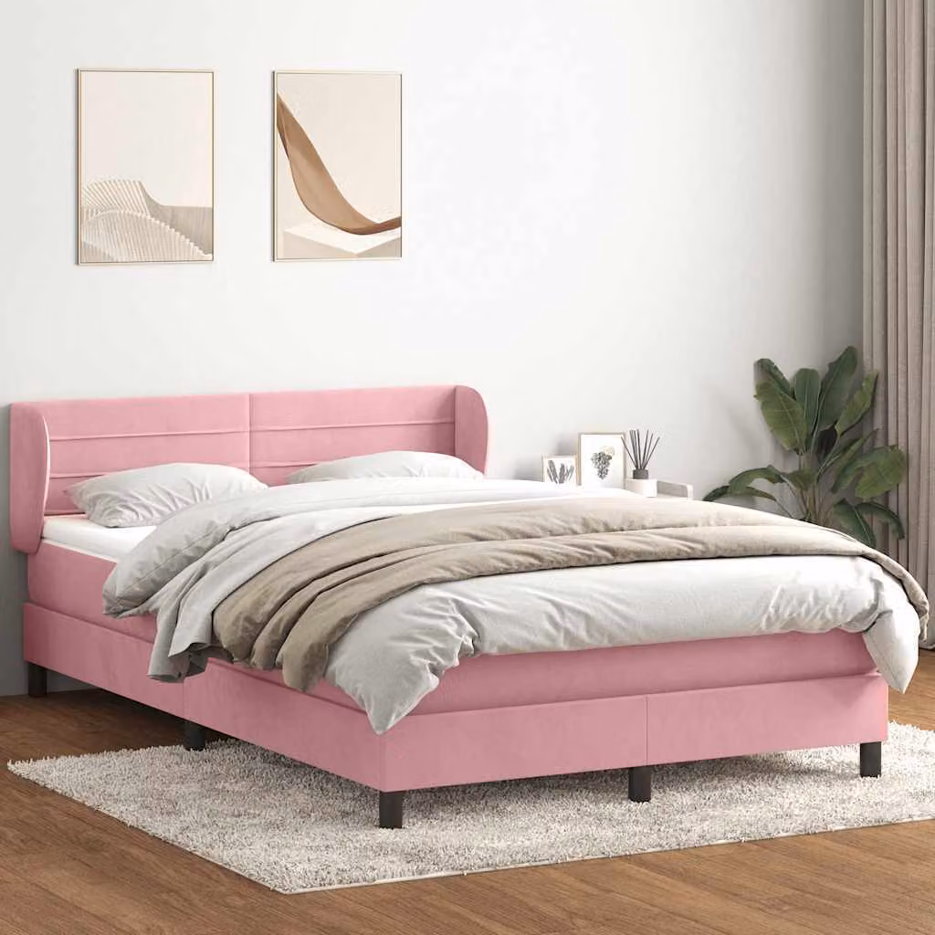 Maison Exclusive - Giroletto a Molle con Materasso Rosa 160x210 cm in Velluto