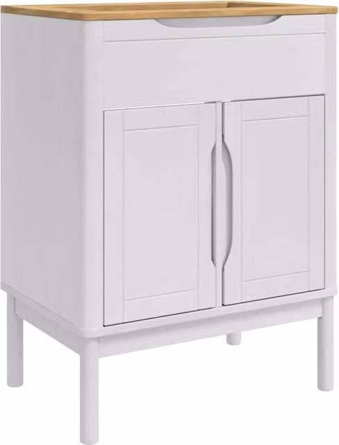 Mobile Lavabo da Bagno FLORO Bianco con Ante a Battente e Ripiani Interni L 60 x P 40 x H 80 cm