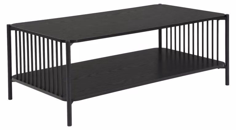 Tavolino WOHNLING, 110x60 cm, effetto legno di quercia, rettangolare, nero. Tavolino da divano, struttura in metallo, ideale per il soggiorno, con spazio per riporre oggetti, perfetto come tavolino da caffè o tavolino di servizio