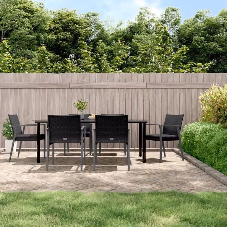 Maison Exclusive - Set Pranzo da Giardino 7 pz con Cuscini in Polyrattan e Acciaio