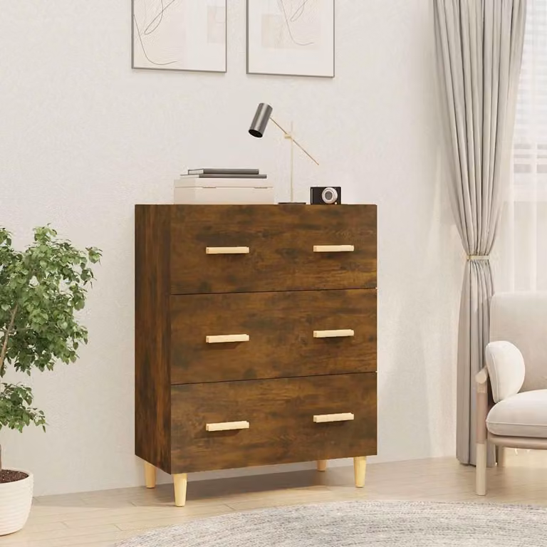 Credenza vidaXL in Legno Multistrato Rovere Fumo Marrone L: 70 cm, P: 34 cm, H: 90 cm