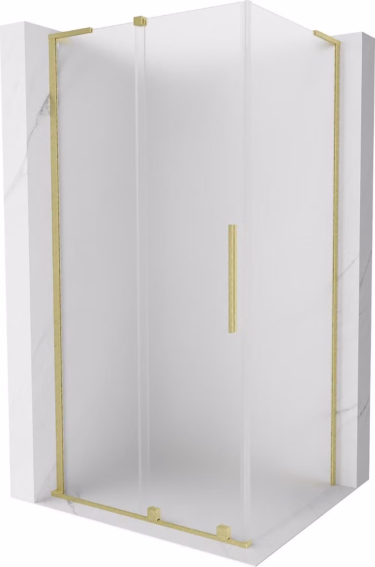 Mexen Velar L cabina doccia scorrevole 100 x 120 cm, brina, oro spazzolato - 871-100-120-33-55