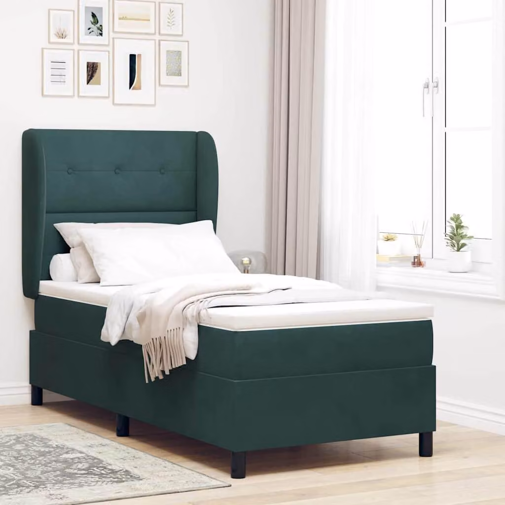 Maison Exclusive - Letto boxspring con testiera verde scuro 190 x 90 cm in velluto