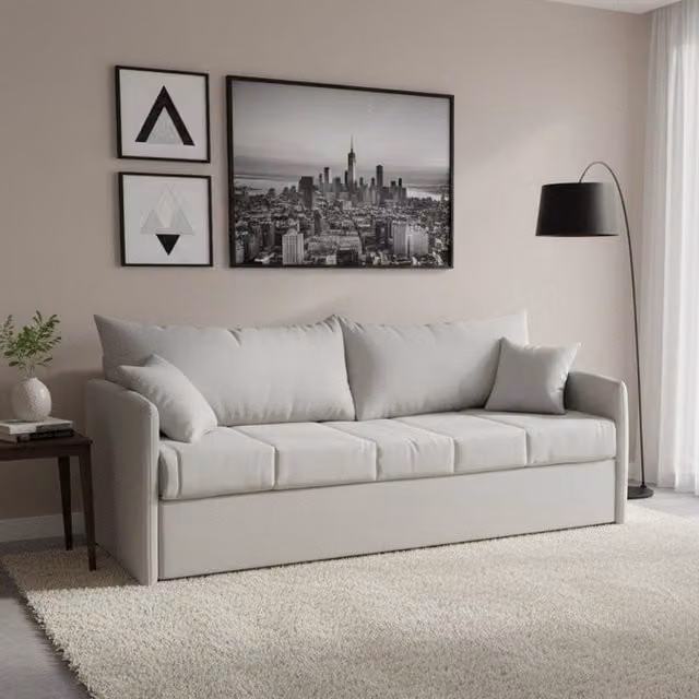 Avellana Divano Letto 3 Posti DMORA Grigio Chiaro Made in Italy con Coperture Sfoderabili L: 205 cm, P: 86 cm – 1
