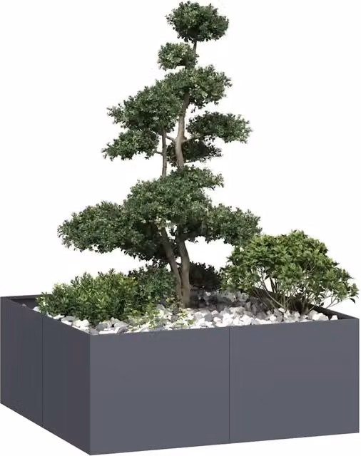 Fioriera-Vaso-Contenitore per Piante Antracite 100x100x40 cm in Acciaio