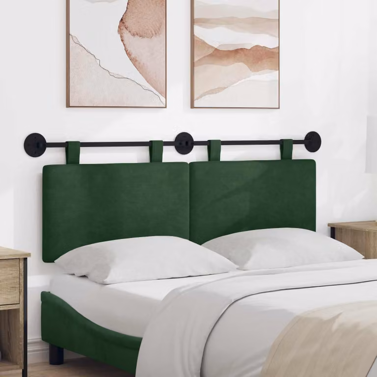 Testiera sospesa moderna vidaXL in tessuto cord in verde L: 130 cm, H: 55 cm, P: 5,89 cm