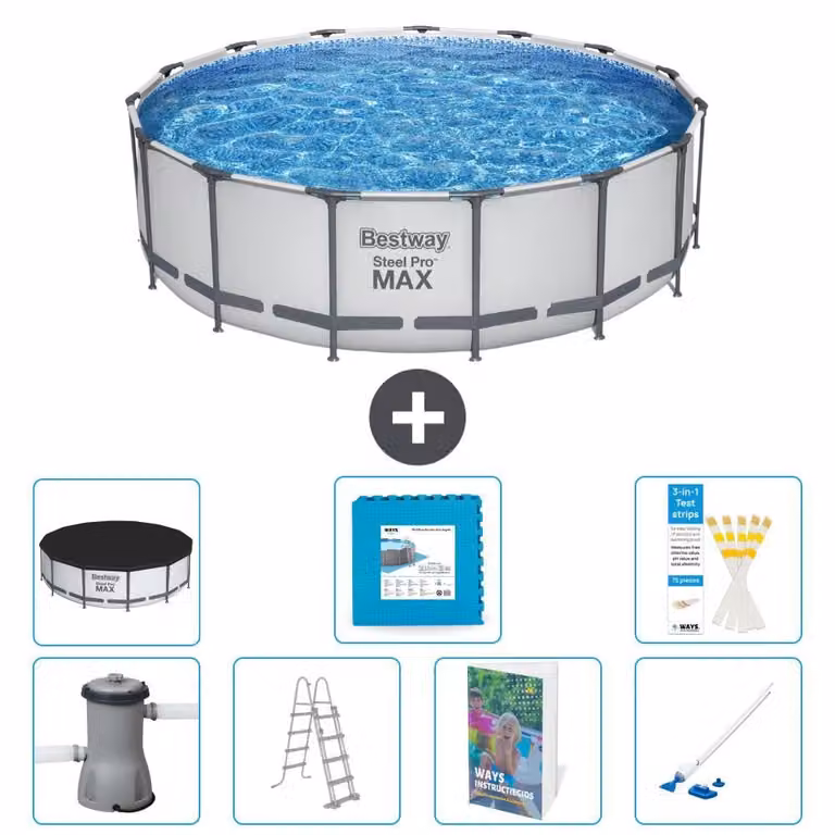 Piscina gonfiabile Bestway Steel Pro MAX, rotonda, 488x122 cm, composta da 6 parti, modello S531