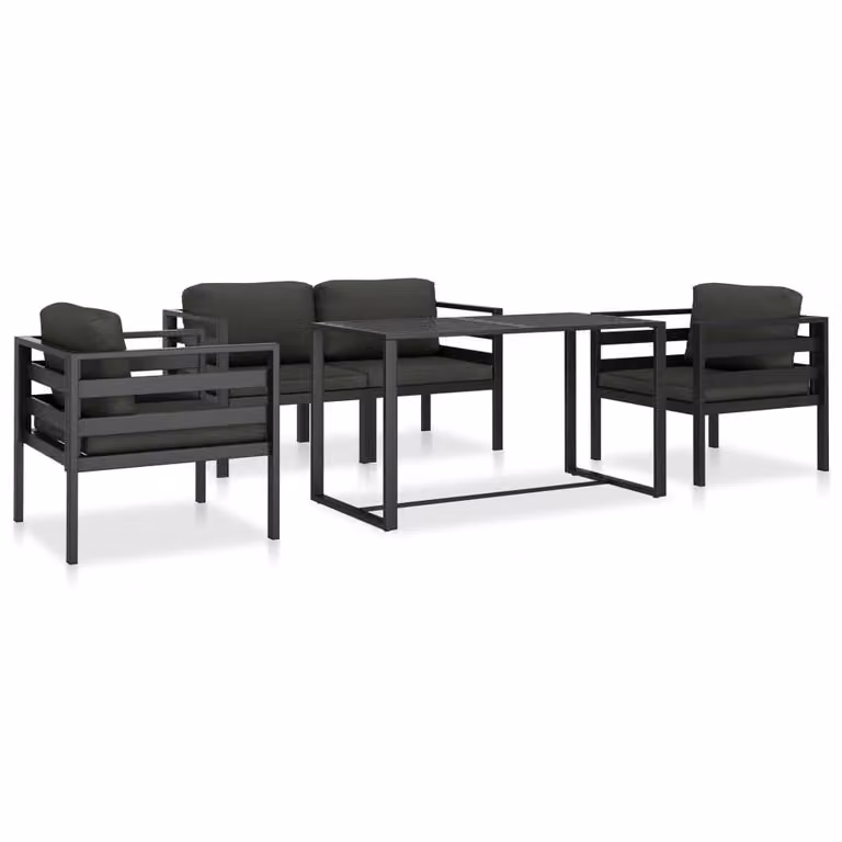 Maison Exclusive - Set divani da giardino 5 pezzi con cuscini alluminio antracite