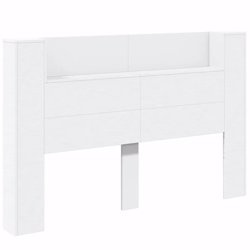 Testiera decorativa vidaXL in legno multistrato bianco con illuminazione integrata e mensola, L 160 x P 16,5 x H 103,5 cm – 2