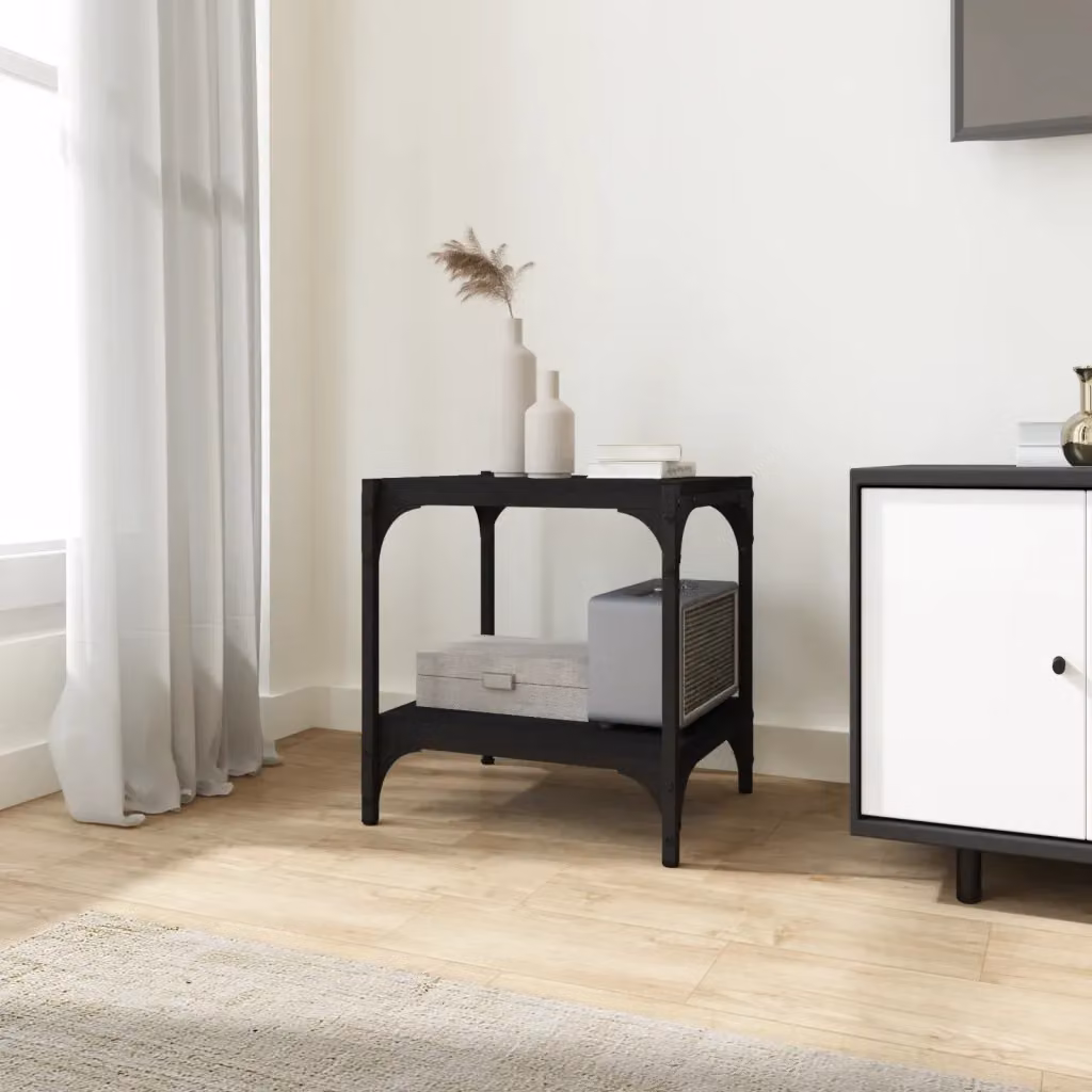 vidaXL Mobile Porta TV Nero in Legno e Metallo con Ruote L/P/H: 40 x 33 x 41 cm