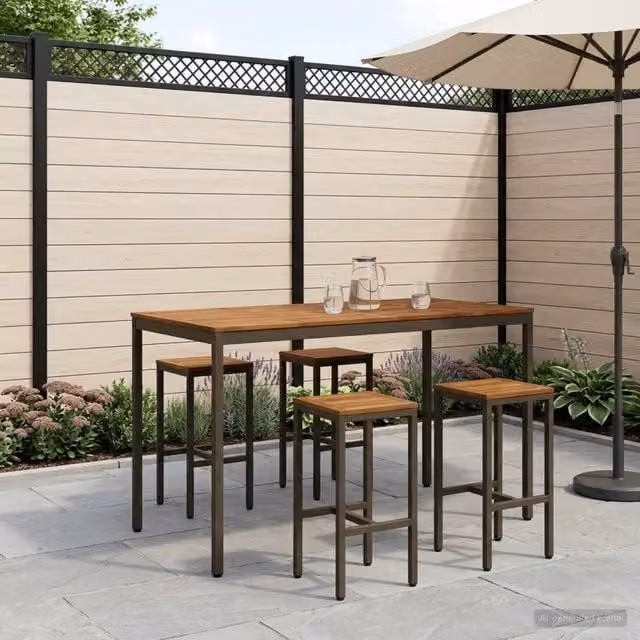 Tavolo da bar da giardino vidaXL in legno di acacia marrone stile rustico L/P/H: 88,5 x 60 x 105 cm