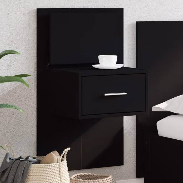 vidaXL Comodino da parete moderno con luci LED integrate, Nero e multicolore, L: 80,0 cm, H: 32,5 cm, P: 48,5 cm
