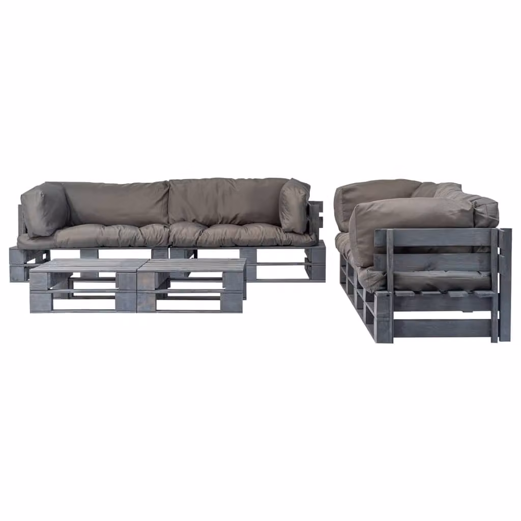 vidaXL Set di 6 pezzi per salotto da esterno con cuscini in legno grigio