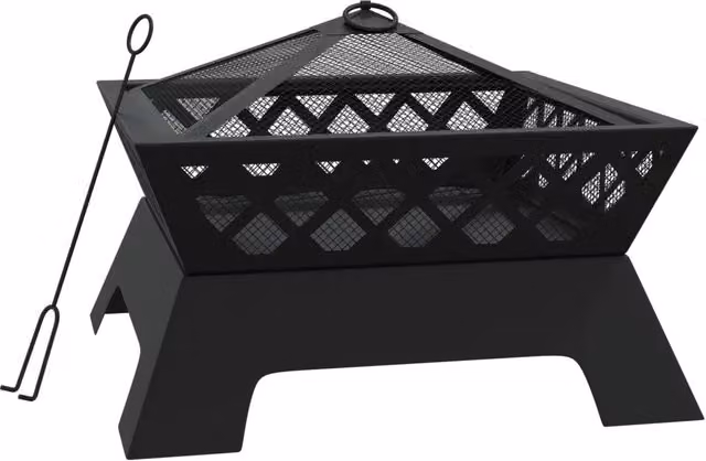 Braciere con Attizzatoio DESIGN IN in Acciaio Nero per Legna, Diametro: 50 cm