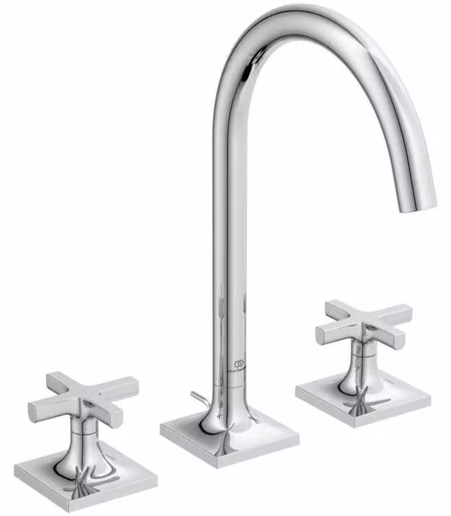 miscelatore per lavabo a 3 fori JOY NEO Kreuzgr con scarico a scomparsa cromo con scarico a scomparsa cromo