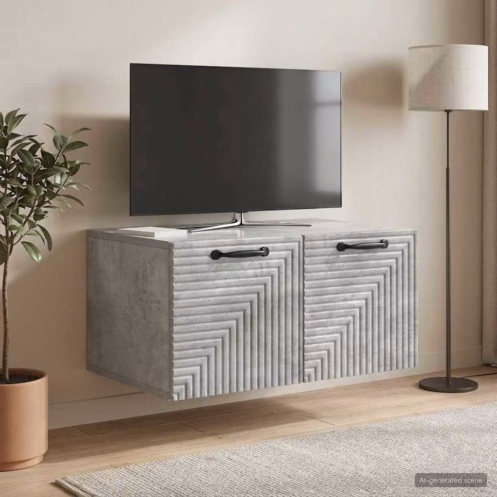 Mobile Porta TV da Muro vidaXL in MDF Grigio Cemento, Design Moderno, L 59,5 x P 41 x H 30 cm