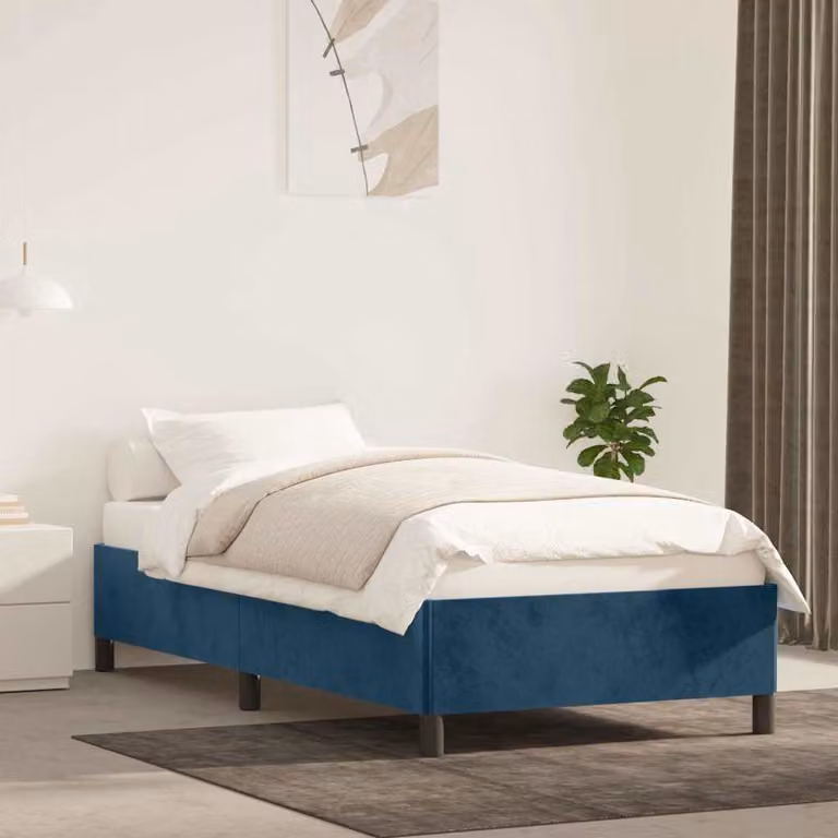 vidaXL Giroletto in Velluto Blu Senza Materasso L/P/H: 100 x 200 x 35 cm