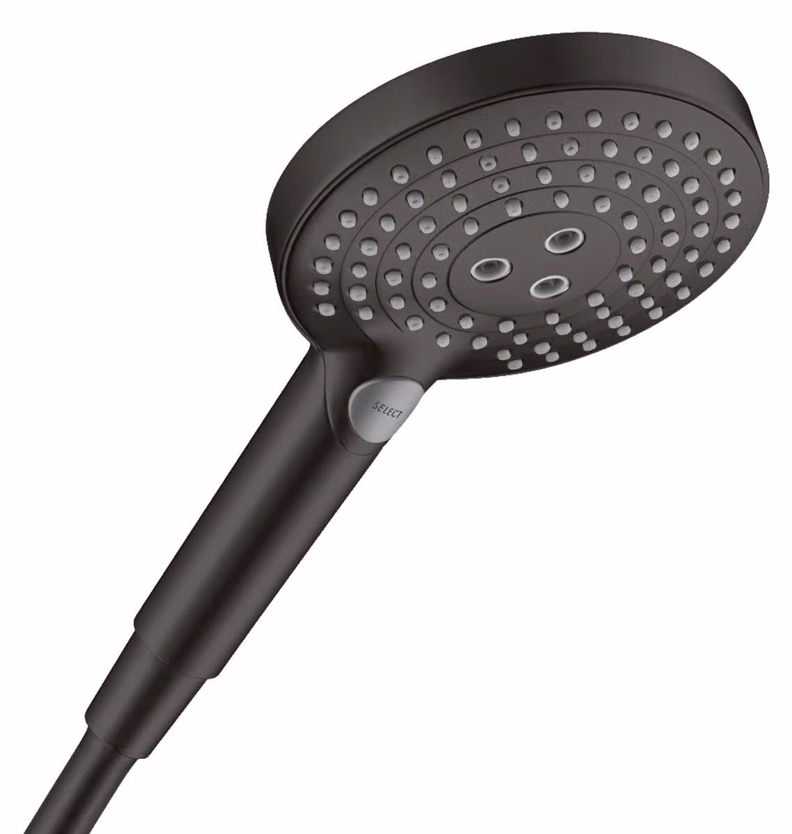 hansgrohe Raindance Select S, doccetta manuale 120 3getti, tecnologia PowderRain EcoSmart+, finitura nero opaco