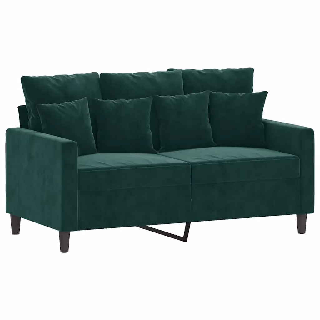Divano moderno vidaXL in velluto verde con struttura in metallo e cuscini inclusi L: 138 cm, P: 80 cm, H: 77 cm – 2