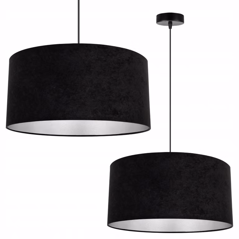 Lampada a sospensione, lampadario da soffitto, cromo, paralume in velluto
