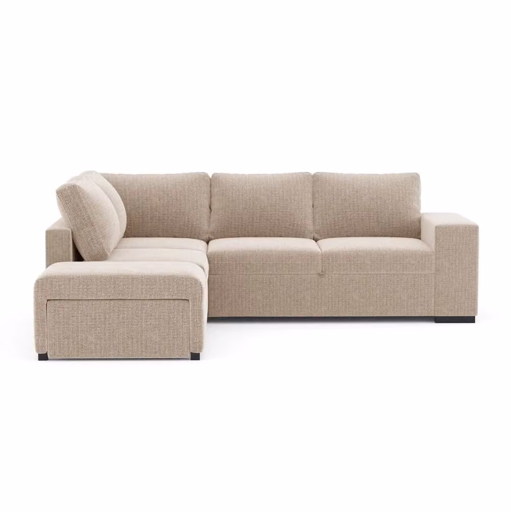 Divano Letto Angolare Reversibile Jozzis Colore Sabbia con Funzione Letto e Bracciolo Contenitore L/P/H: 248,5 x 209 x 90,5 cm – 2