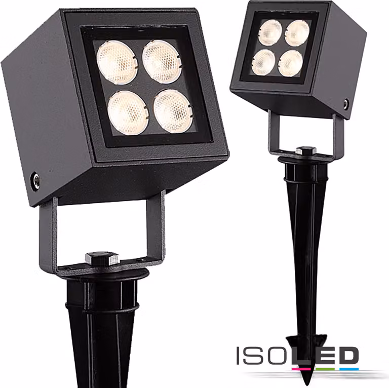 Faretto LED per esterni Cube IP65, 4x2W CREE, antracite, bianco caldo