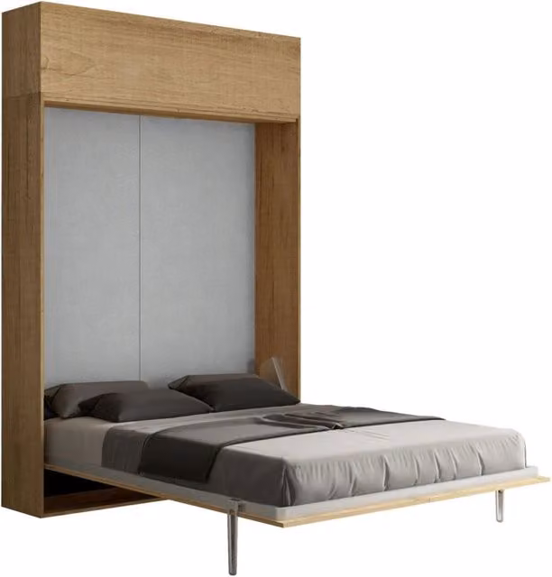 Letto Matrimoniale a Scomparsa Salvaspazio Kentaro GIORDANOSHOP Marrone con Compartimenti Laterali e Struttura in Legno e Metallo L/P/H: 160 x 190 x 250 cm