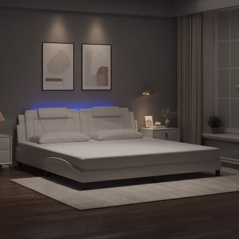 Giroletto Viana vidaXL con LED e porta USB, Bianco, L/P: 200 x 200 cm