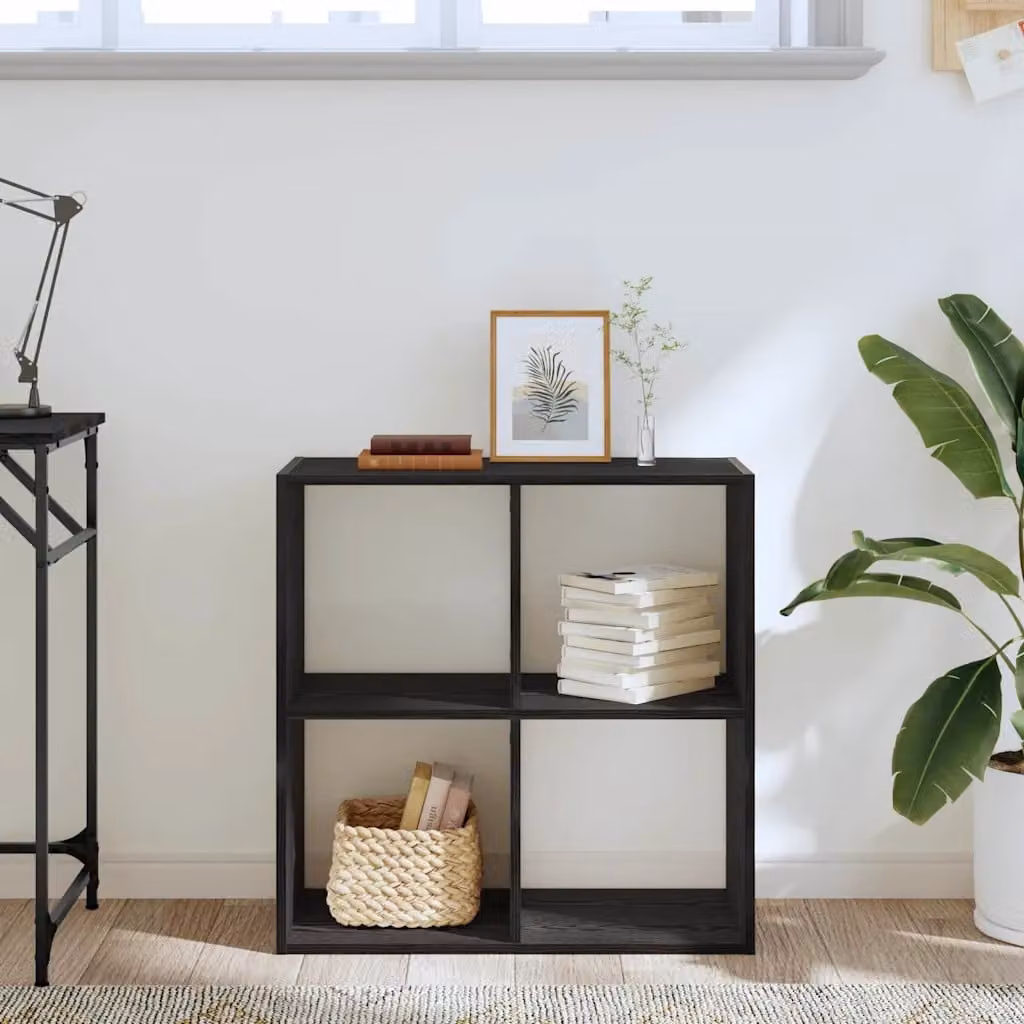 Libreria moderna vidaXL in MDF nero con pannello posteriore L: 68,5 cm, P: 32 cm, H: 68,5 cm