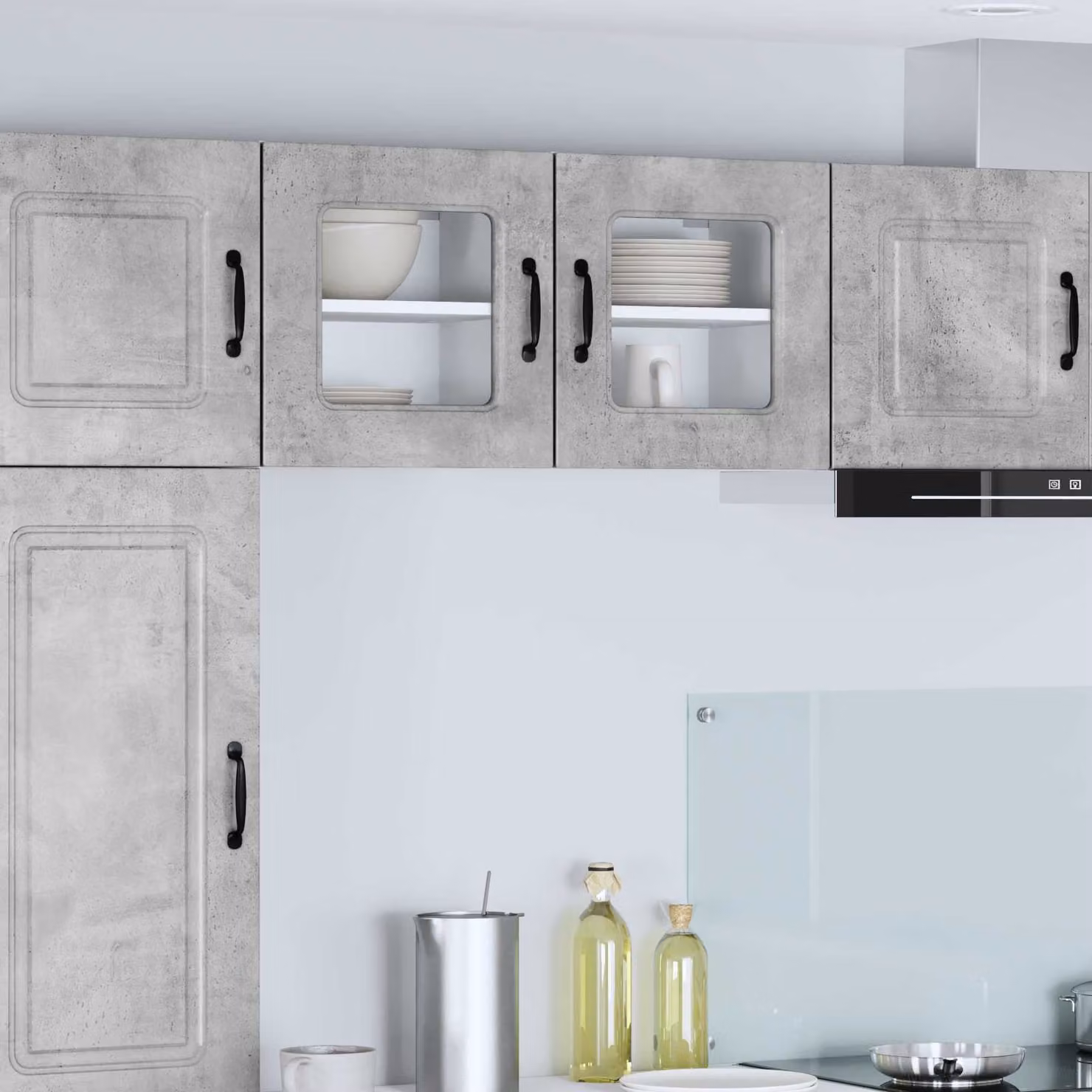 vidaXL Pannello lavastoviglie Kalmar 2 pz Grigio cemento