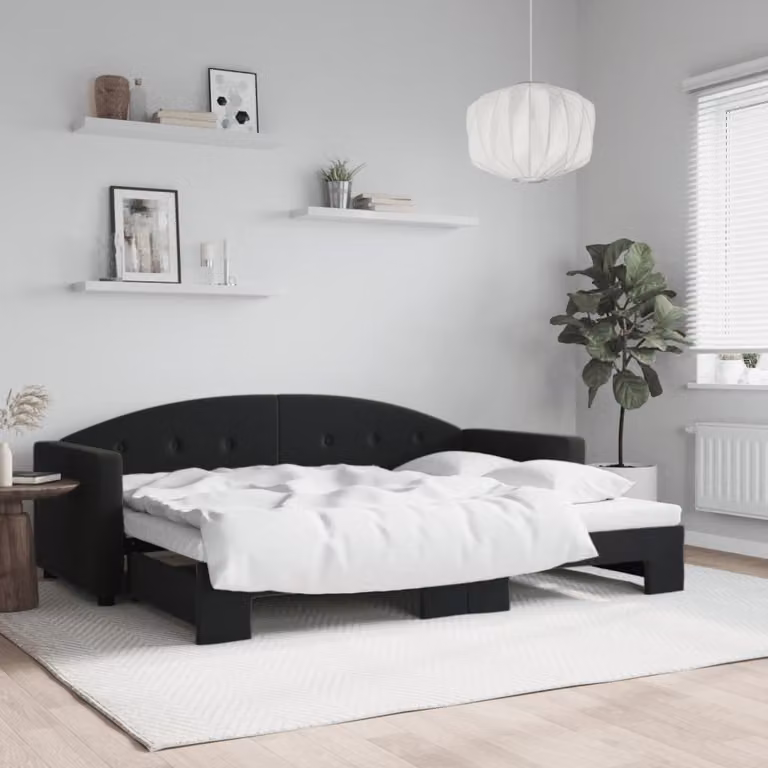 vidaXL Divano Letto con Letto Estraibile in Velluto Nero